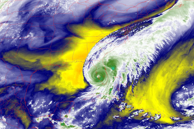 Satellite image of atmospheric water vapor as Hurricane Ian made landfall on Sept.