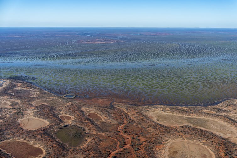 aerial view of wetlands and earth