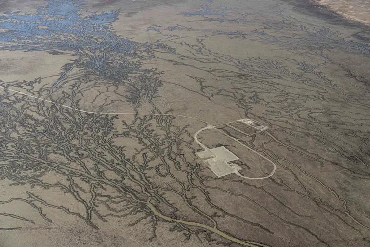 well pad on floodplain