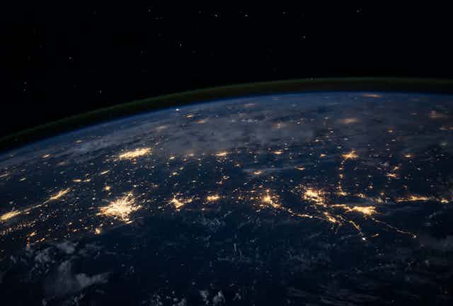 the earth at night, electric lights