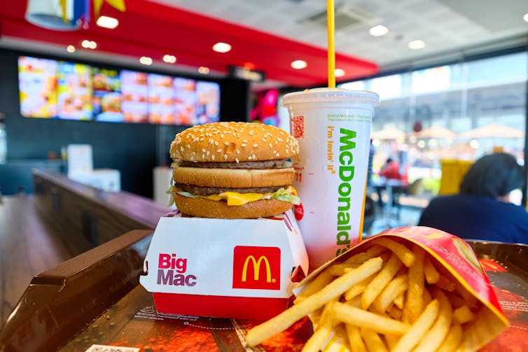 McDonald's Big Mac, Fries and Coke pictured in a McDonald's branch.