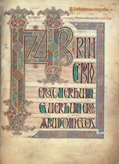 A highly colourful illuminated manuscript.