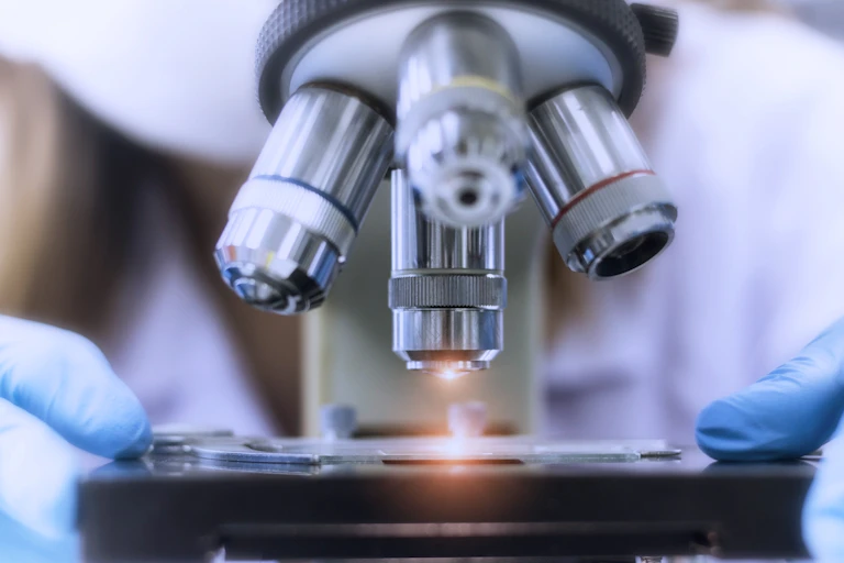 A close-up image of a microscope.