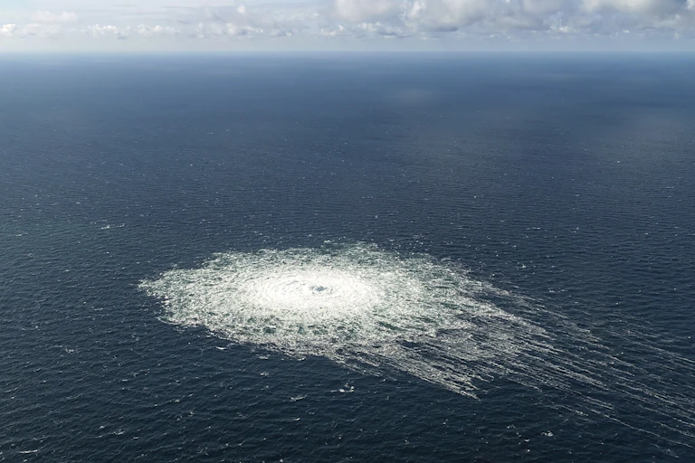 A disturbance in the Baltic Sea following reports of damage to the Nord Stream gas pipelines