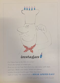Cartoon image of a man twisting his ear as if it were a control knob for a cooker. Flames come out of his chef’s hat.
