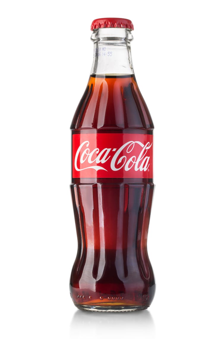 Classic Coca-cola bottle, white background