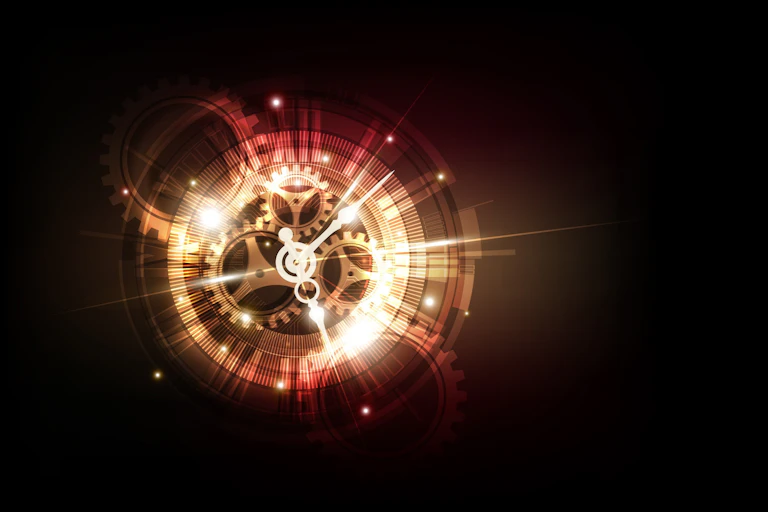 Illustration d'une horloge sur fond noir