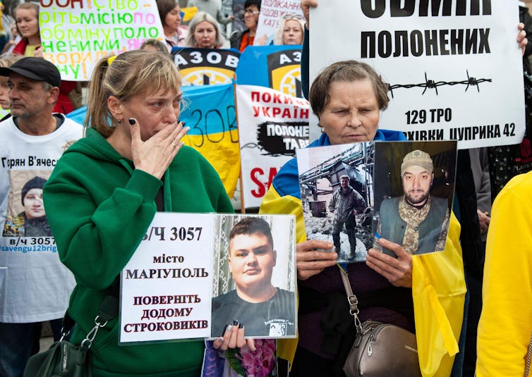 Relatives of Ukrainian POWs gather to demand their release, Kyiv, October 2022.