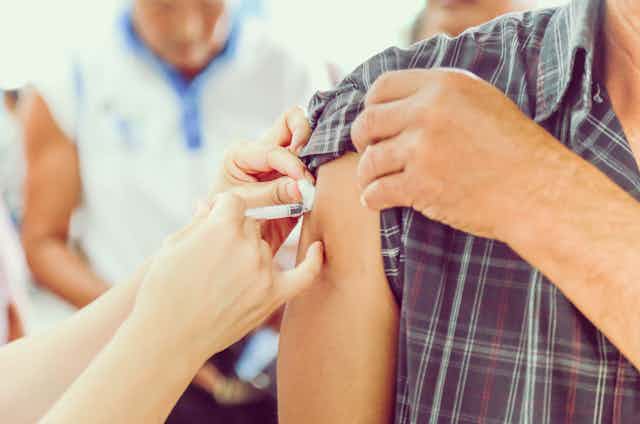 Person getting a flu shot