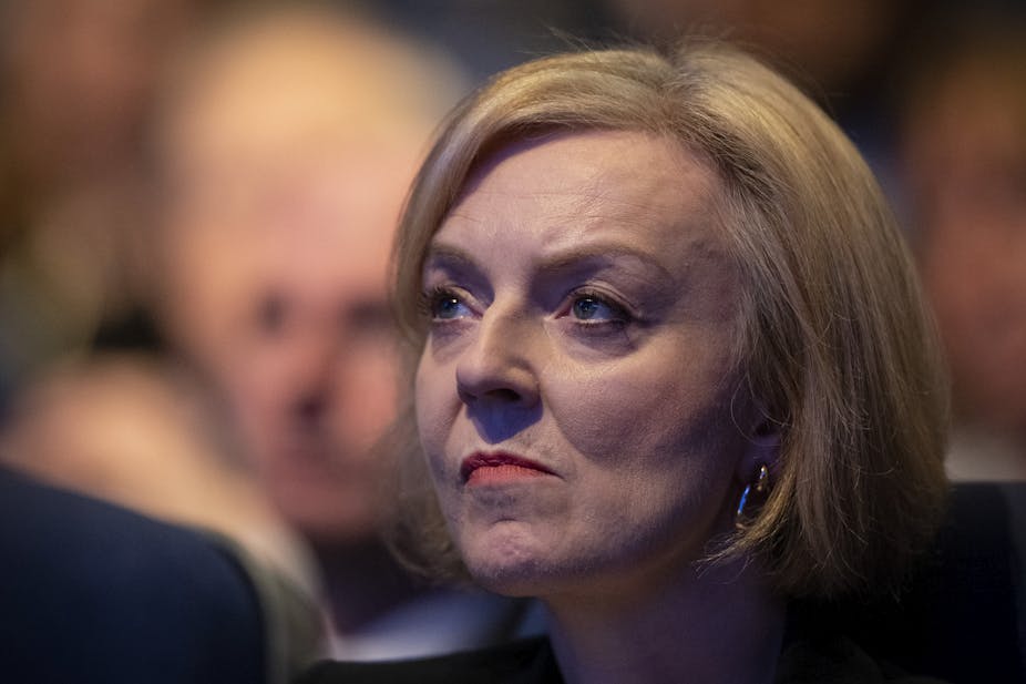 Close up of Liz Truss concentrating