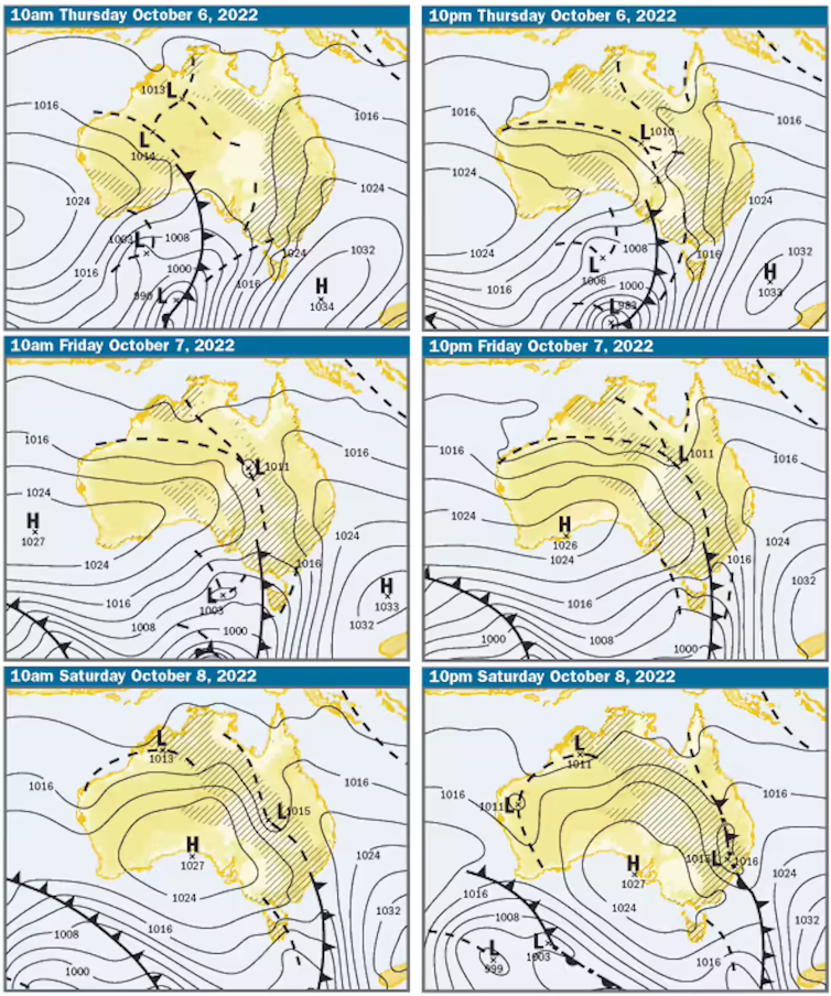 bureau of meteorology forecast with lows and highs