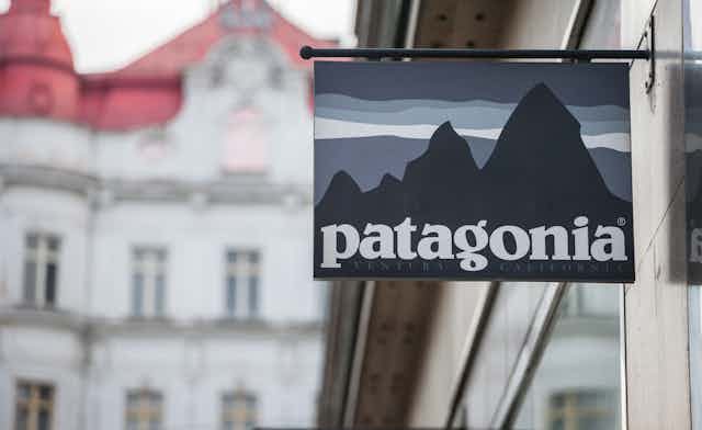 A Patagonia sign seen outside a store