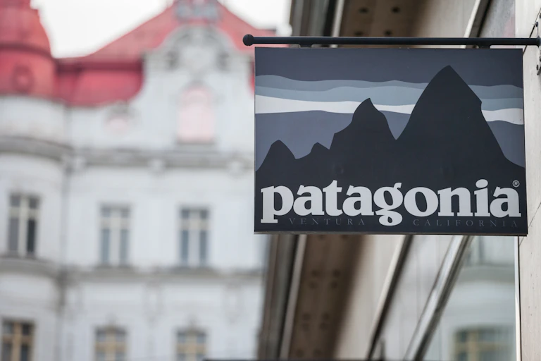 A Patagonia sign seen outside a store