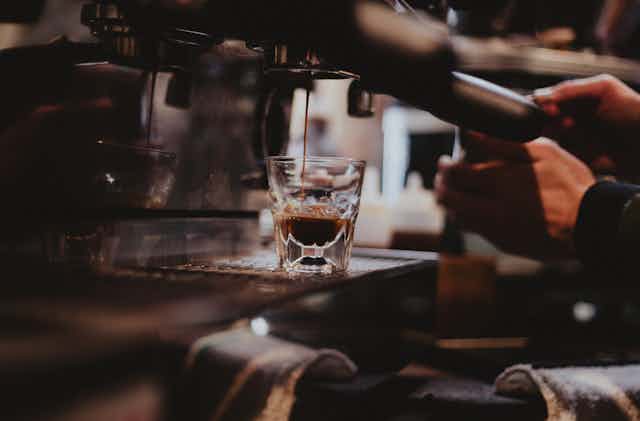 Espresso in a coffee machine