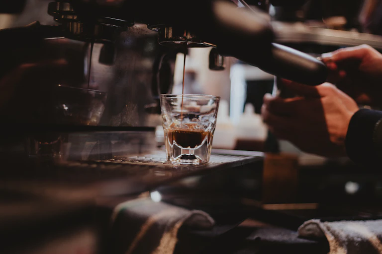 Espresso in a coffee machine