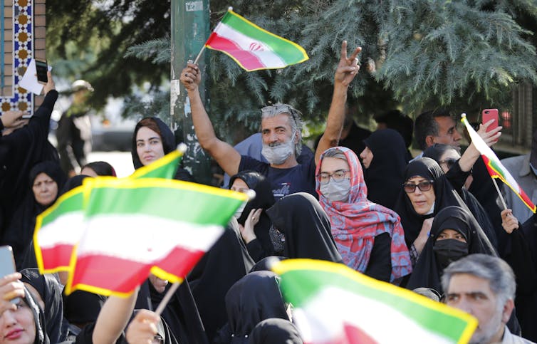 A pro-government march in Tehran, Iran, October 2022.