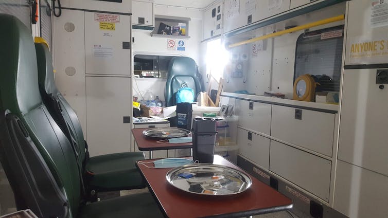 Inside of ambulance converted as an OPC