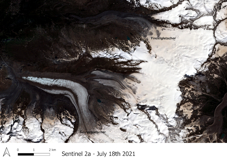 Satellite image of glaciers
