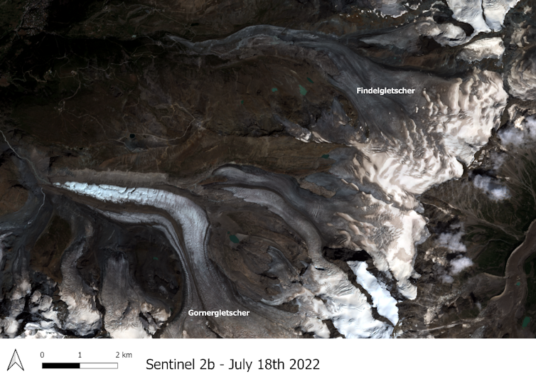 Satellite image of much smaller glaciers