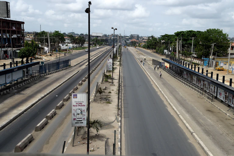 The Ikorodu expressway is deserted by motorists following the lockdown by the authorities to curb the spread of the COVID-19 coronavirus in Lagos, on March 31, 2020.