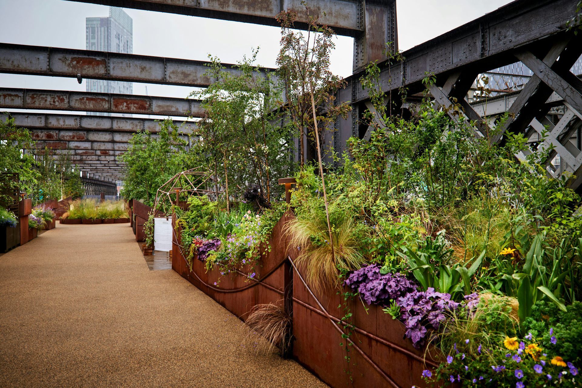 plants on a bridge.