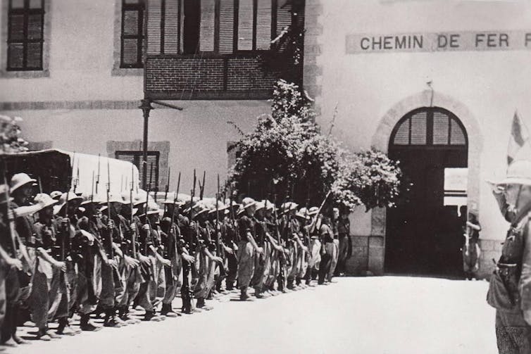 Italian Camicie Nere (Blackshirts) taking possession of the railway station at Dire Dawa, Ethiopia, in May 1936.
