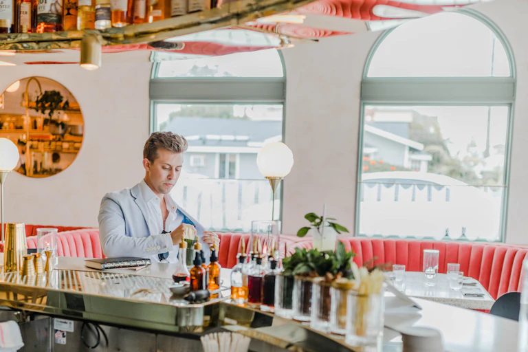 A man at a bar