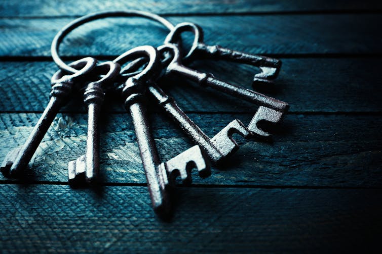 A ring of keys .