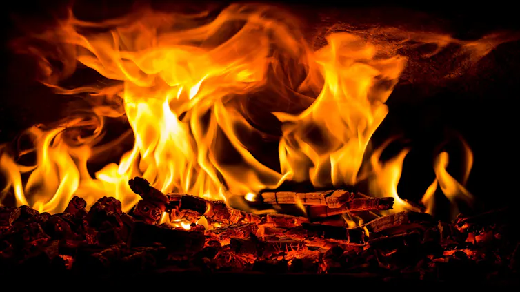 A fire burning
