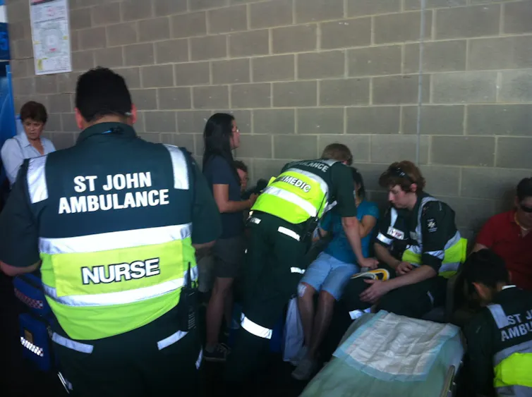 St John Ambulance staff treat people of heat stress