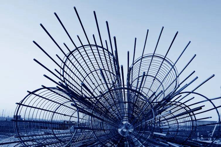 Steel tubes on construction site