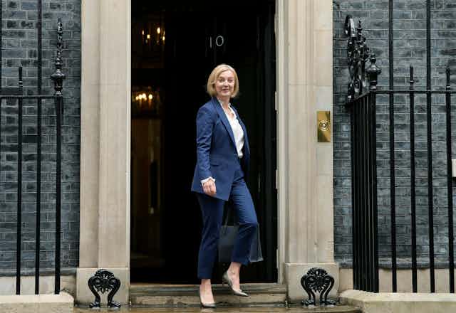 UK PM Liz Truss at the front of 10 Downing St