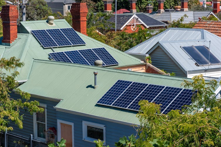 rooftops with solar panels