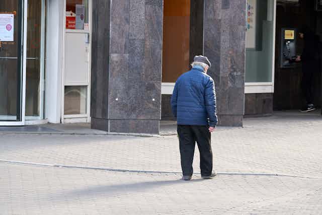 Man walking down street