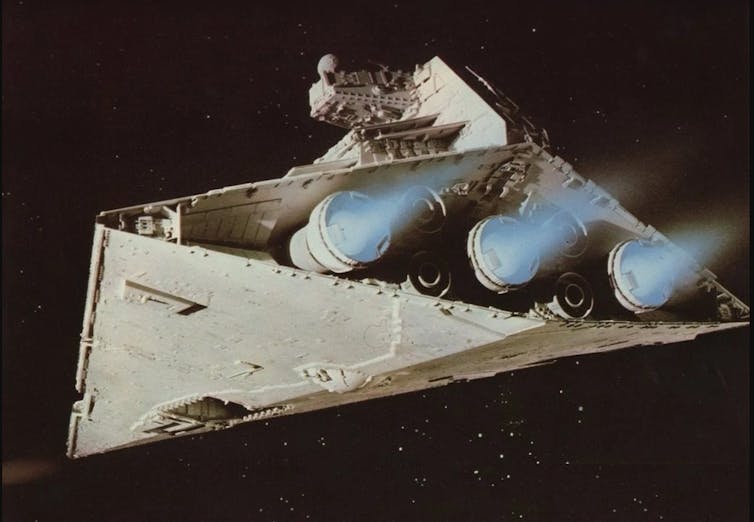 I motori a ioni di uno Star Destroyer di classe Imperial di Star Wars