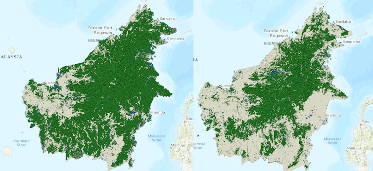 Dua peta berbayang dari sebuah pulau
