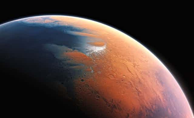 Artist's view of what Mars would have looked like a billion years ago.