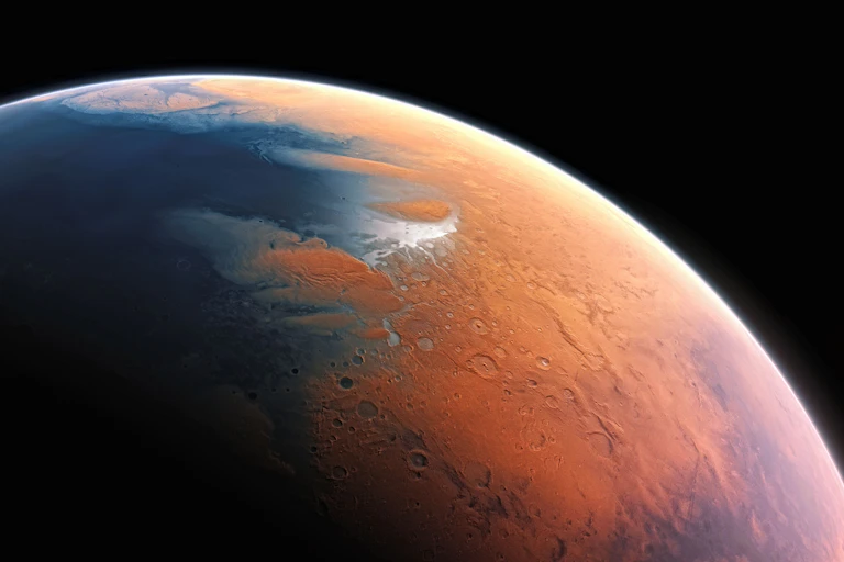 Artist's view of what Mars would have looked like a billion years ago.