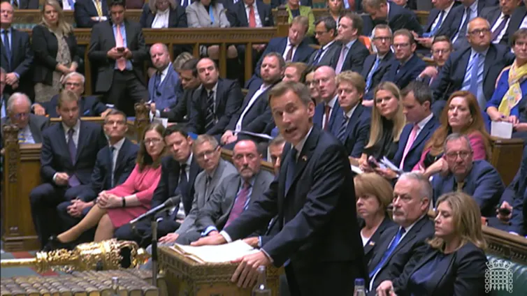 Jeremy Hunt, UK chancellor, speaks to the House of Commons, October 17 2022.