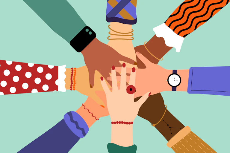 Graphic of holding hands