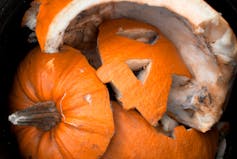 broken carved pumpkin