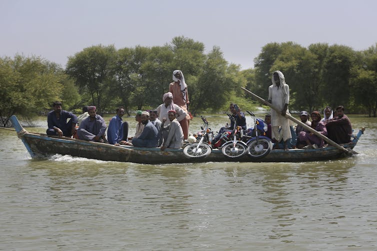 People on a small boat.