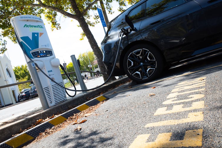 electric vehicle at charging station