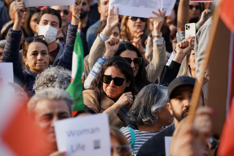 Women with banners and placards.