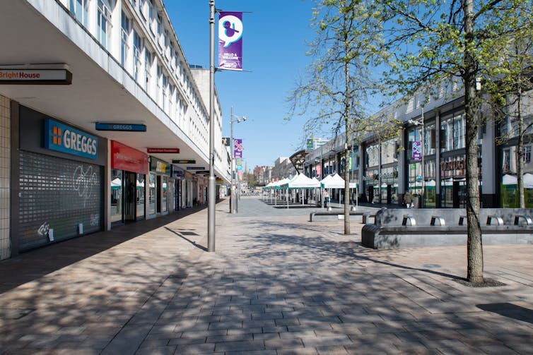 High street without shoppers.