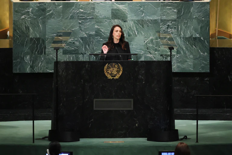 Jacinda Ardern addressing the UN General Assembly