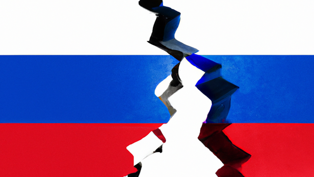DALL E an artistic depiction of Russia breaking up