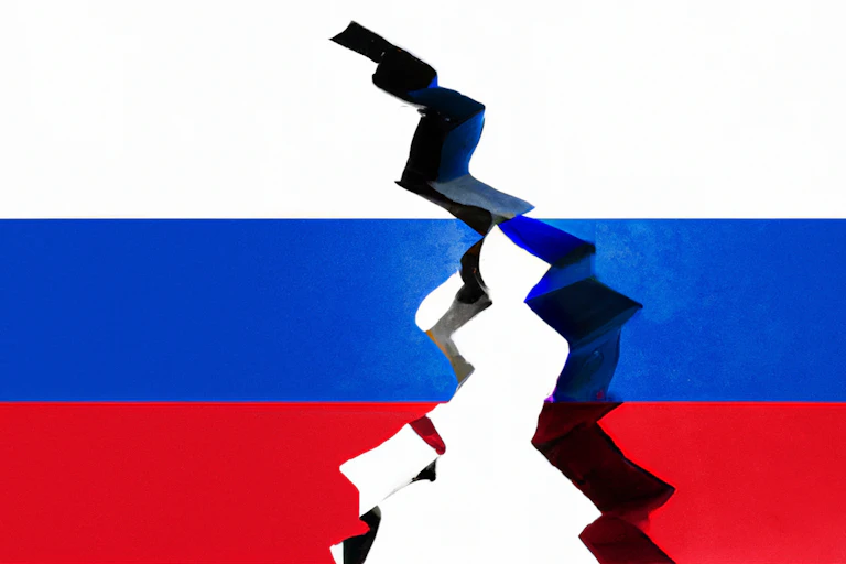 DALL E an artistic depiction of Russia breaking up