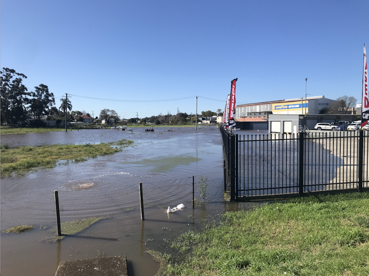 A flooded carpark