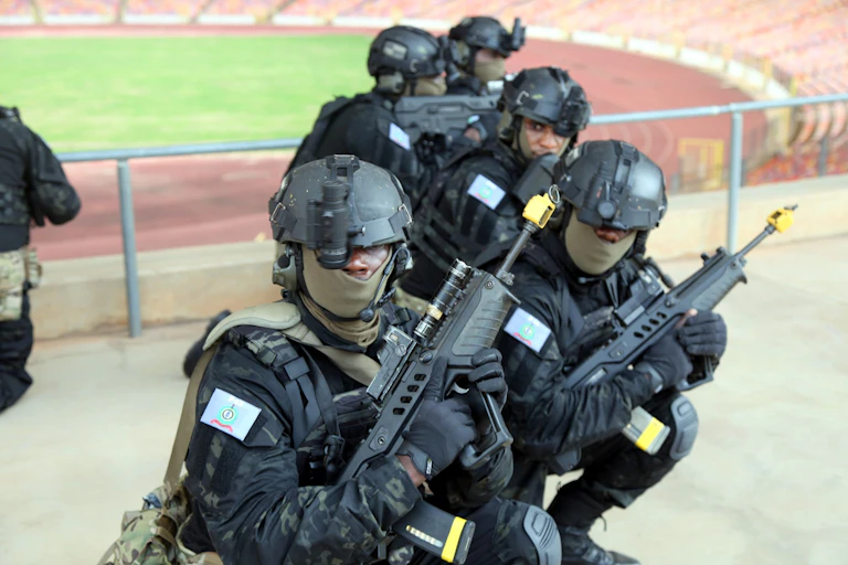 Men in military gear